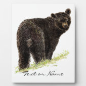 文字カスタムブラックベア動物自然 フォトプラーク (正面)