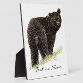 文字カスタムブラックベア動物自然 フォトプラーク (側面)