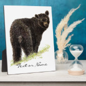 文字カスタムブラックベア動物自然 フォトプラーク (側面)