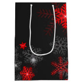 文字カスタムブラック赤テーマクリスマス新年 ミディアムペーパーバッグ (裏面)
