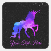 文字カスタムブラック/パープル銀河系ユニコーン宇宙 スクエアシール (正面)