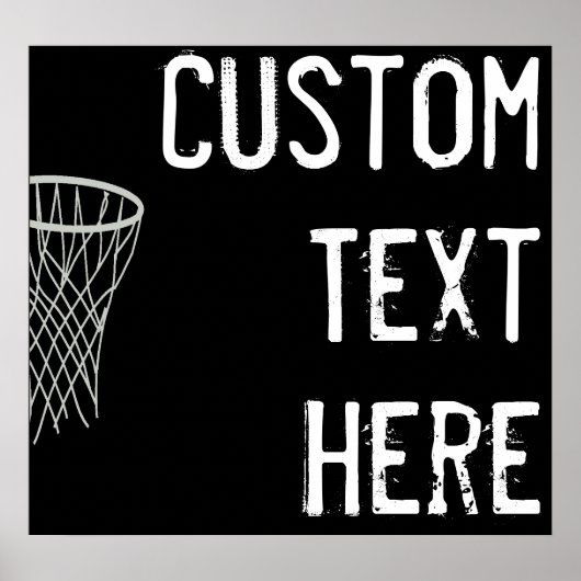 文字カスタムブラック&ホワイトバスケットボールプレーヤースポーツ ポスター (正面)