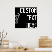 文字カスタムブラック&ホワイトバスケットボールプレーヤースポーツ ポスター (キッチン)