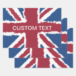文字カスタムブリティッシュ・ユニオン・ジャック国旗Art Heva Weva ラッピングペーパーシート