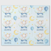 文字カスタムブルーウォーター色エレファントベビーシャワー ラッピングペーパー (フラット)