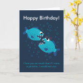 文字カスタムブルーピラニャフィッシュラブ誕生日 カード (黄色い花)