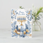 文字カスタムブルーブロッサムハヌカー(ユダヤ教)メノラー シーズンカード (スタンド正面)