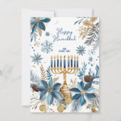 文字カスタムブルーブロッサムハヌカー（ユダヤ教）メノラー シーズンカード (正面)