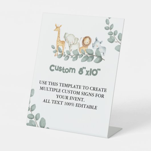 文字カスタムベイビーシャワーワイルドワンペデスタル 台座サイン (正面)