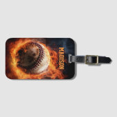 文字カスタムベースボールオンファイア ラゲッジタグ (正面横)