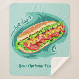 文字カスタムホットドッグイラストレーション毛布 シェルパブランケット