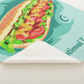 文字カスタムホットドッグイラストレーション毛布 シェルパブランケット (3/4)