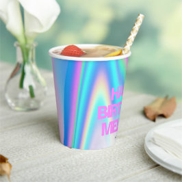 文字カスタムホログラフィック虹色Y2Kアイカッチング 紙コップ