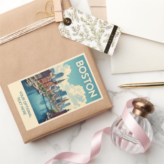 文字カスタムボストンマサチューセッツ 長方形シール (ギフト)