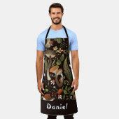 文字カスタムマッシュルームラバーエプロン エプロン (着用した状態)