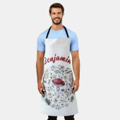 文字カスタムマッシュルームラバーエプロン エプロン (着用した状態)