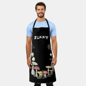 文字カスタムマッシュルームラバーエプロン エプロン (着用した状態)