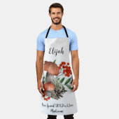 文字カスタムマッシュルームラバーエプロン エプロン (着用した状態)