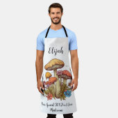 文字カスタムマッシュルームラバーエプロン エプロン (着用した状態)