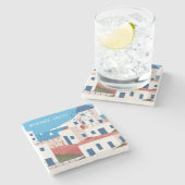 文字カスタムミコノスギリシャ ストーンコースター (横)