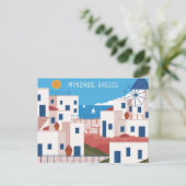 文字カスタムミコノスギリシャ ポストカード (スタンド正面)