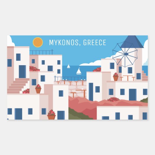 文字カスタムミコノスギリシャ 長方形シール (正面)