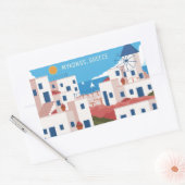 文字カスタムミコノスギリシャ 長方形シール (封筒)