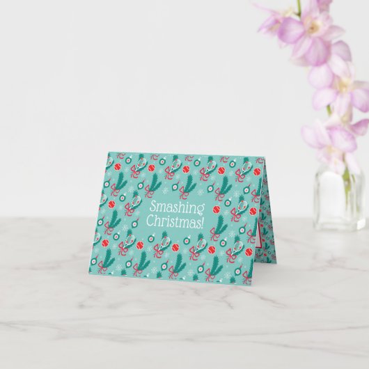文字カスタムミンティグリーンテニスクリスマス カード (蘭)
