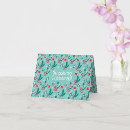 文字カスタムミンティグリーンテニスクリスマス カード