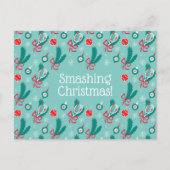 文字カスタムミンティグリーンテニスクリスマス ポストカード (正面)