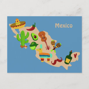 文字カスタムメキシコ文化地図はがき ポストカード