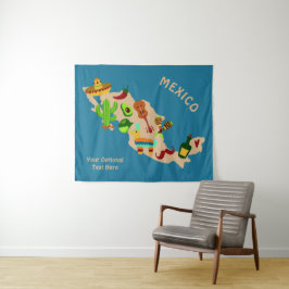 文字カスタムメキシコ文化地図タペストリー タペストリー