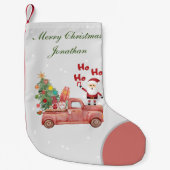 文字カスタムメリークリスマスSanta Ho Hoスクリプト スモールクリスマスストッキング (正面)