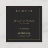 文字カスタムモノグラムラグジュアリーエレガントブラックアンド金ゴールド スクエア名刺 (裏面)