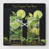 文字カスタムモヒトカクテル スクエア壁時計 (正面)