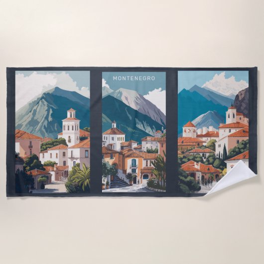文字カスタムモンテネグロ ビーチタオル (正面)