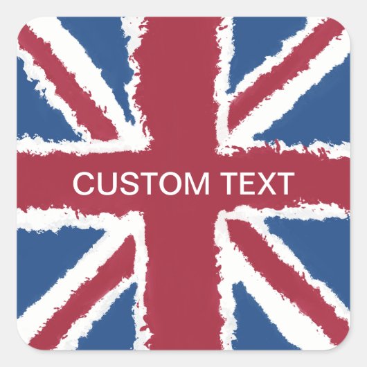 文字カスタムユニオンジャック国旗のアートバイヒバワヴァ スクエアシール (正面)