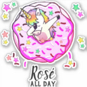 文字カスタムユニコーンダブポーズピンクドーナツ シール (正面)