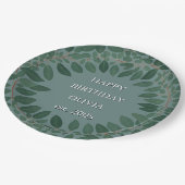 文字カスタムユーカリプトゥスフレーム – レトロブルー ペーパープレート (アングル)