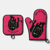 文字カスタムライオンオーブンミット&ポットホルダーセット 鍋つかみ&鍋敷きセット (正面)