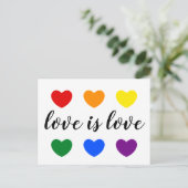 文字カスタムラブイズラブLGBTレインボーカラーハート ポストカード (スタンド正面)