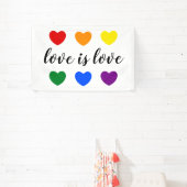 文字カスタムラブイズラブLGBTレインボーカラーハート 横断幕 (インサイチュ)