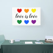 文字カスタムラブイズラブLGBTレインボーカラーハート 横断幕 (トレードショー)