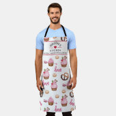 文字カスタムラブカップケーキパターン エプロン (着用した状態)