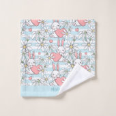 文字カスタムラブバンニーズパターン バスタオルセット (ウォッシュタオル)