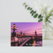 文字カスタムラヴィアンバラセーヌパリフランスピンク ポストカード (スタンド正面)