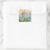 文字カスタムリスinワイルドフラワーハッピー春 スクエアシール (バッグ)