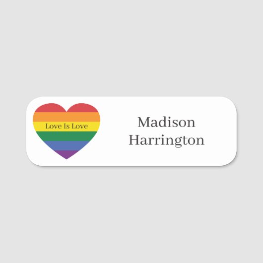 文字カスタムレインボーハート 名札 (正面)