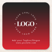 文字カスタムレッドグラデーションパーティー スクエアペーパーコースター (正面)