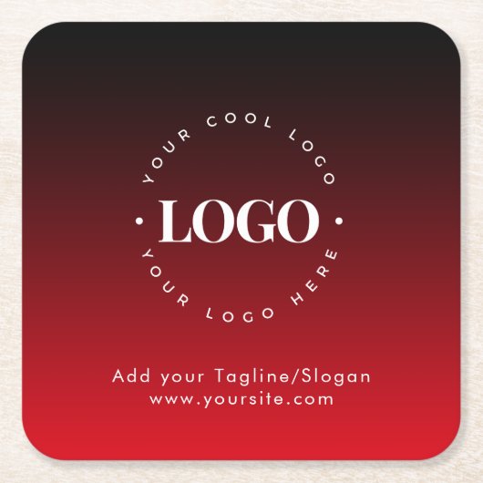 文字カスタムレッドグラデーションパーティー スクエアペーパーコースター (正面)